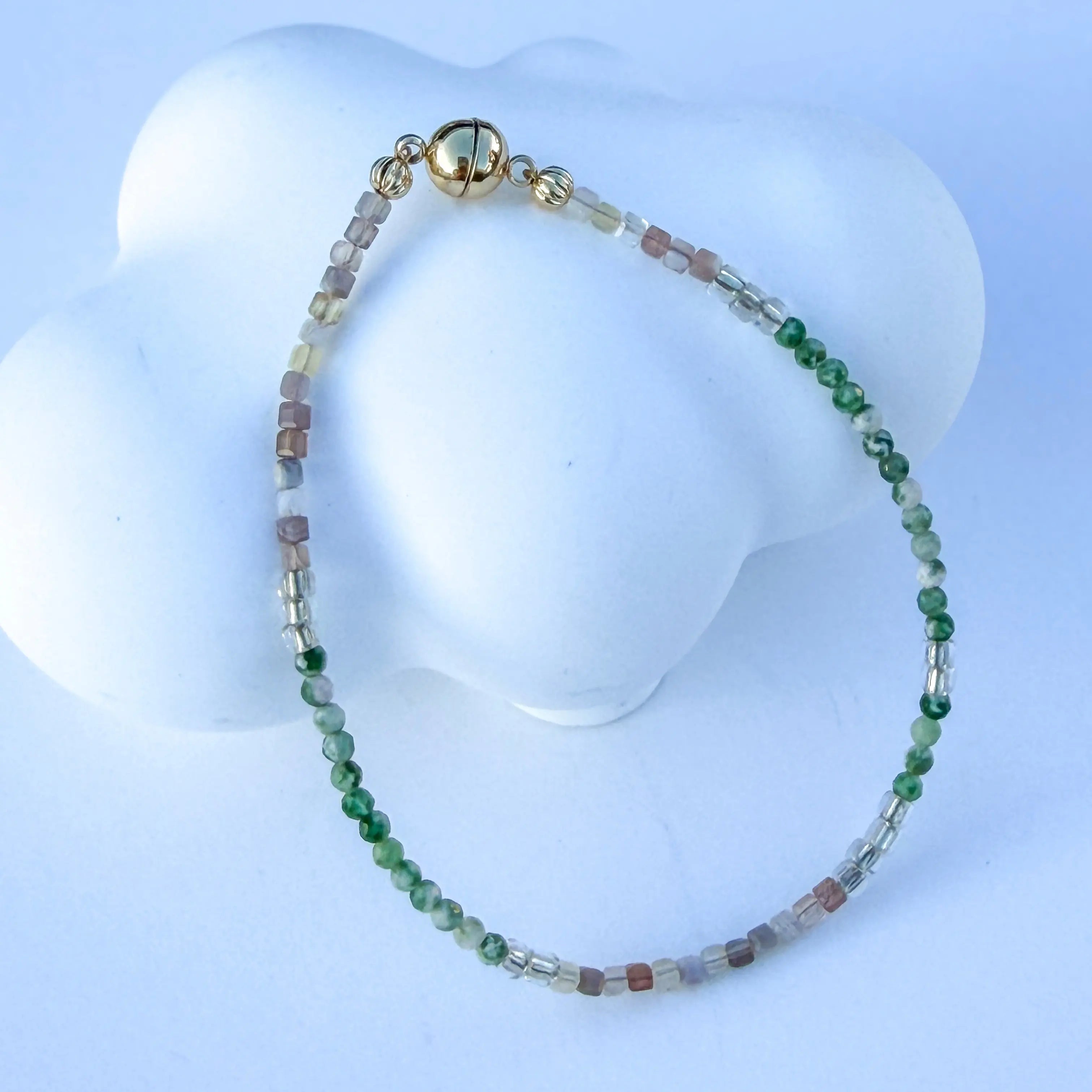 Verdant Calm - Green Serpentine Jade Minimalist Bracelet view 3